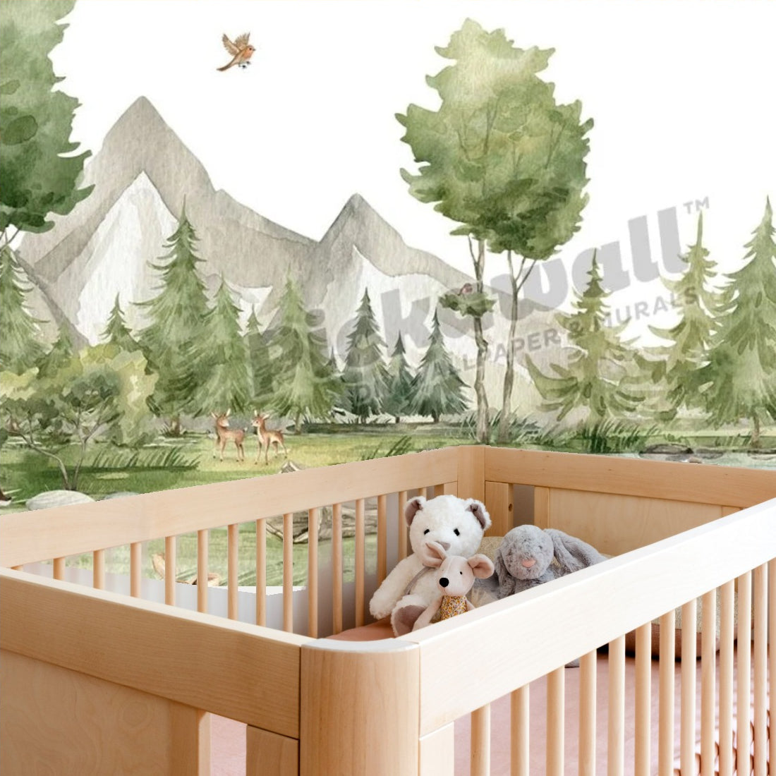 Forest Joy by Oliver Robins wallpaper in a nursery - Pickawall