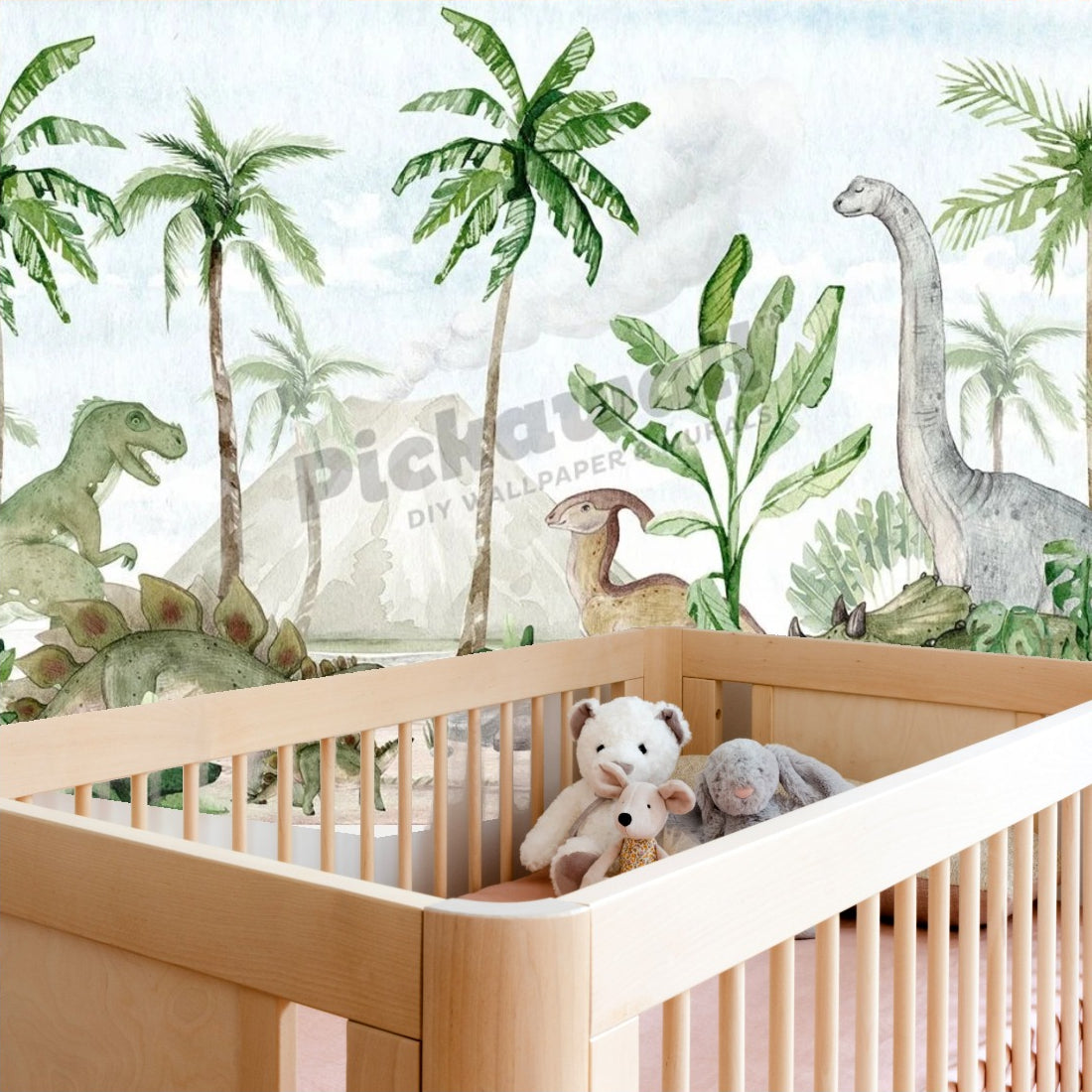 Dino Joy by Oliver Robins wallpaper in a nursery - Pickawall