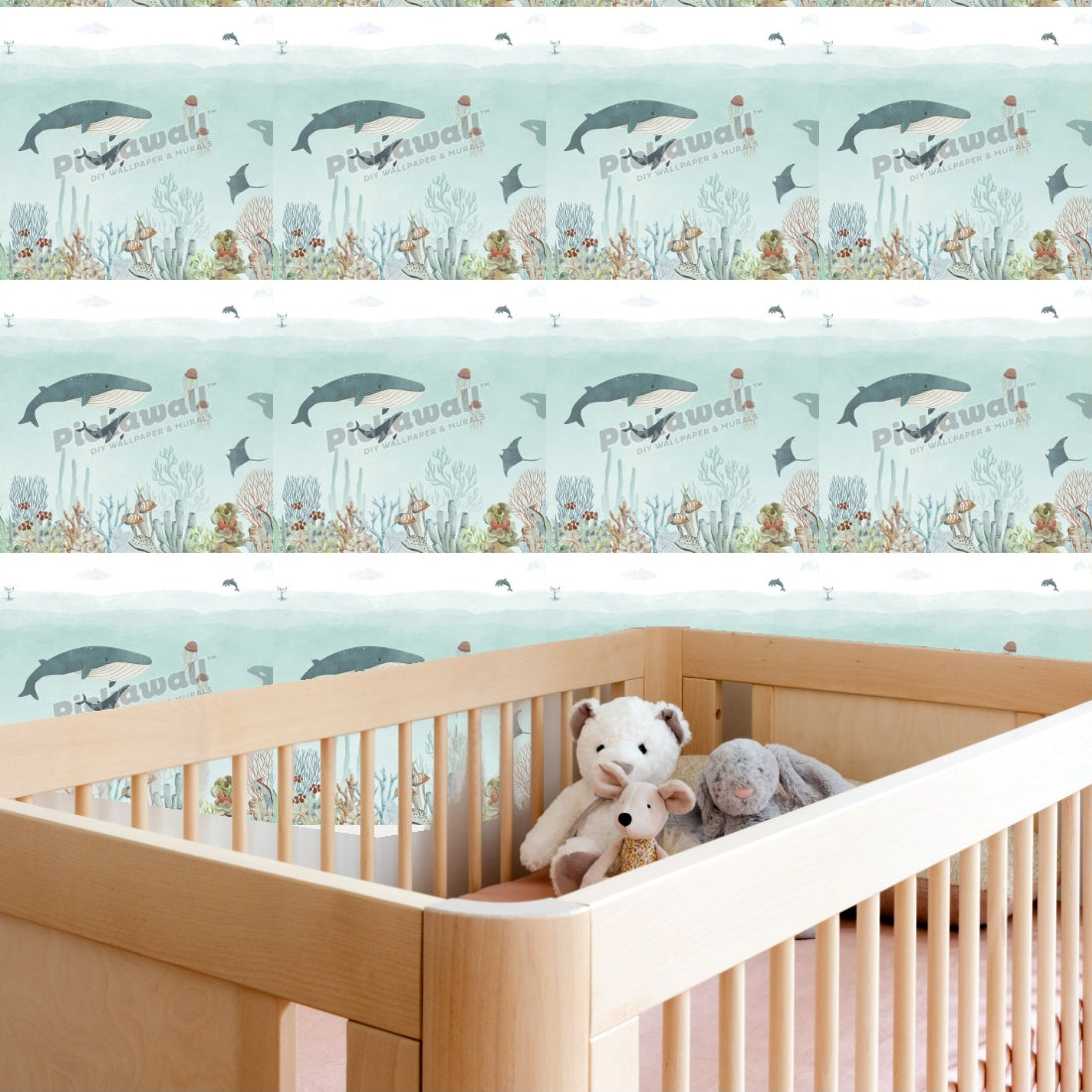 Sensational Sea by Kikki Belle wallpaper in a nursery - Pickawall