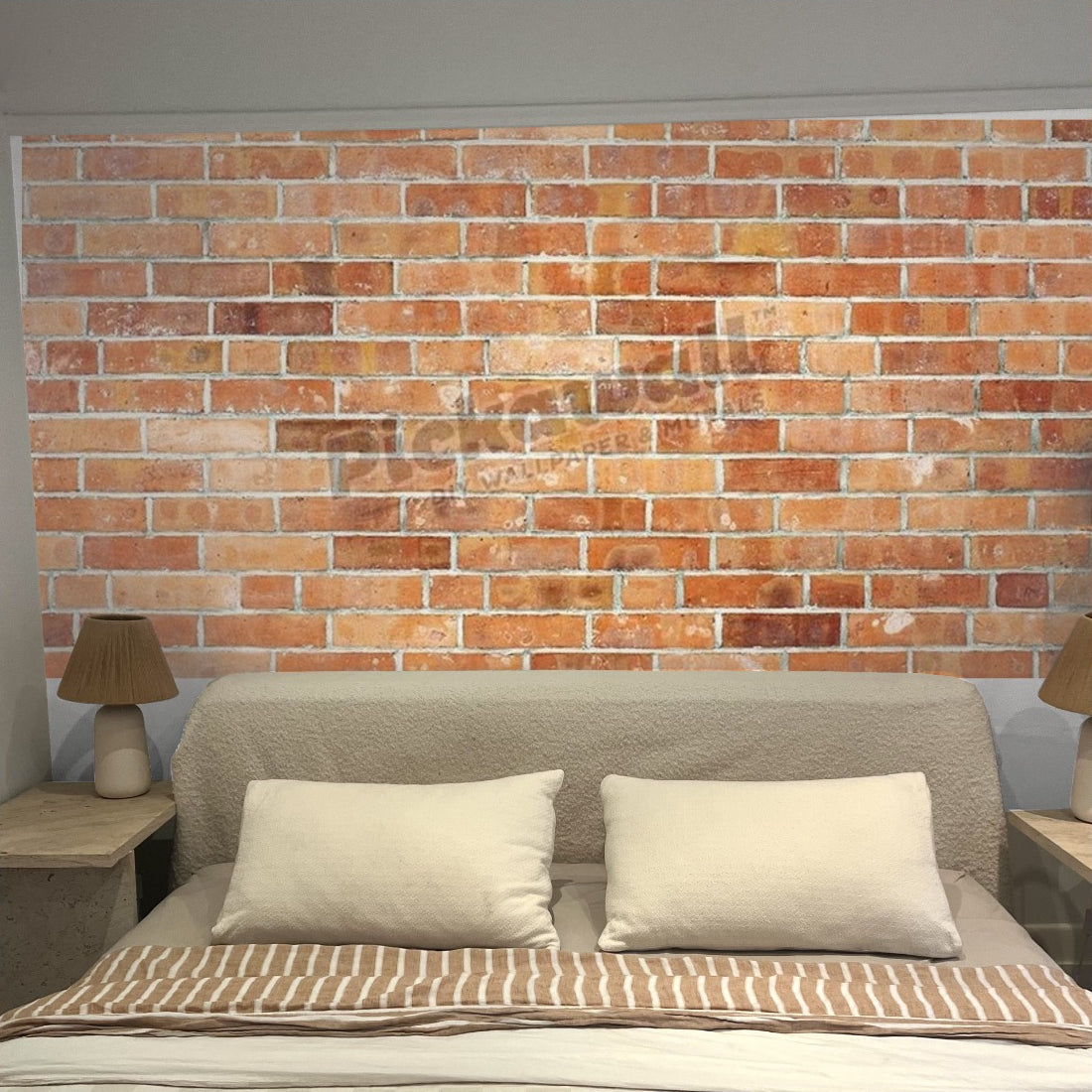 Traditional Red Brick wall wallpaper in a bedroom - Pickawall