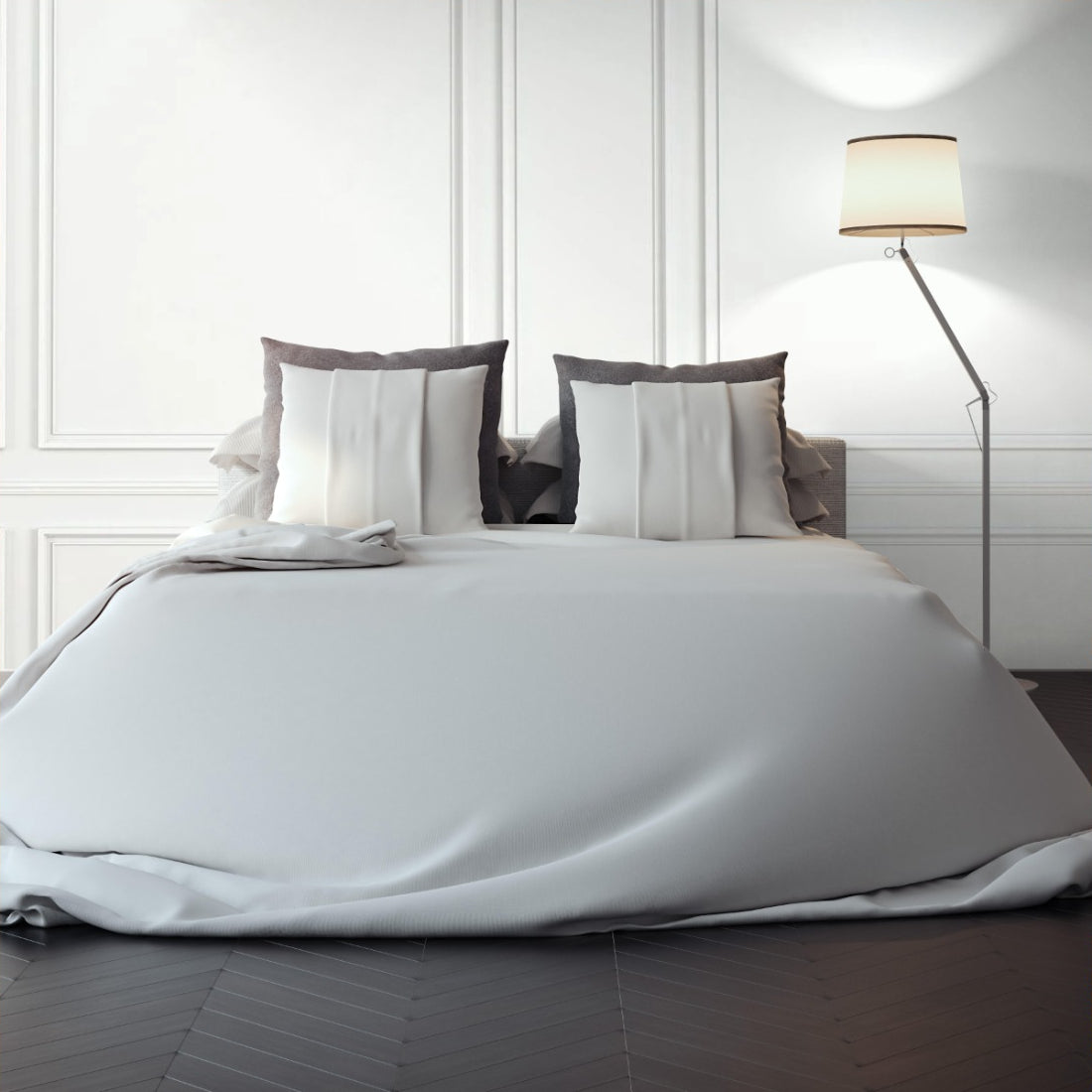 White Moulding Panels wallpaper in a bedroom - Pickawall
