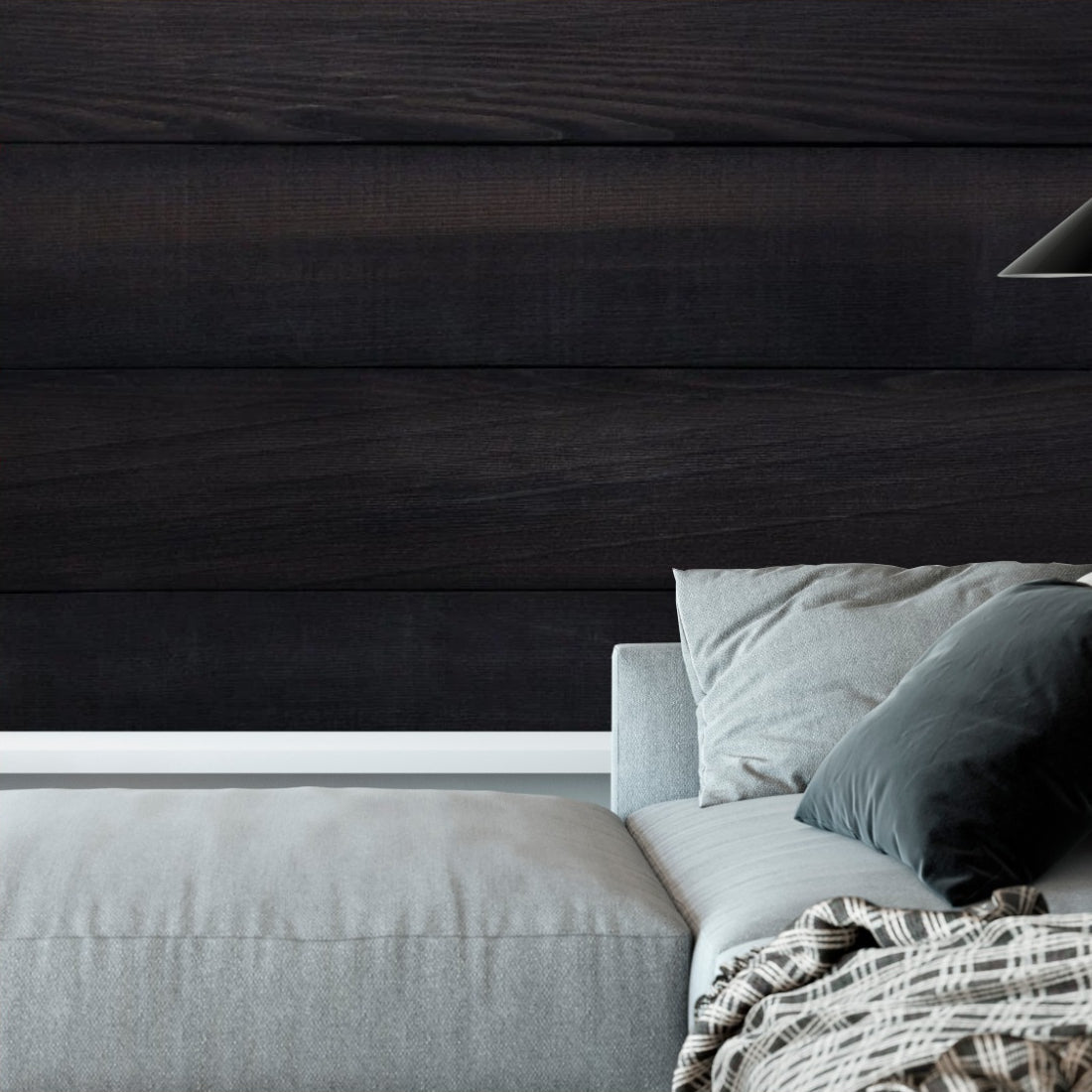 Black Wood Panel wallpaper in a living room - Pickawall