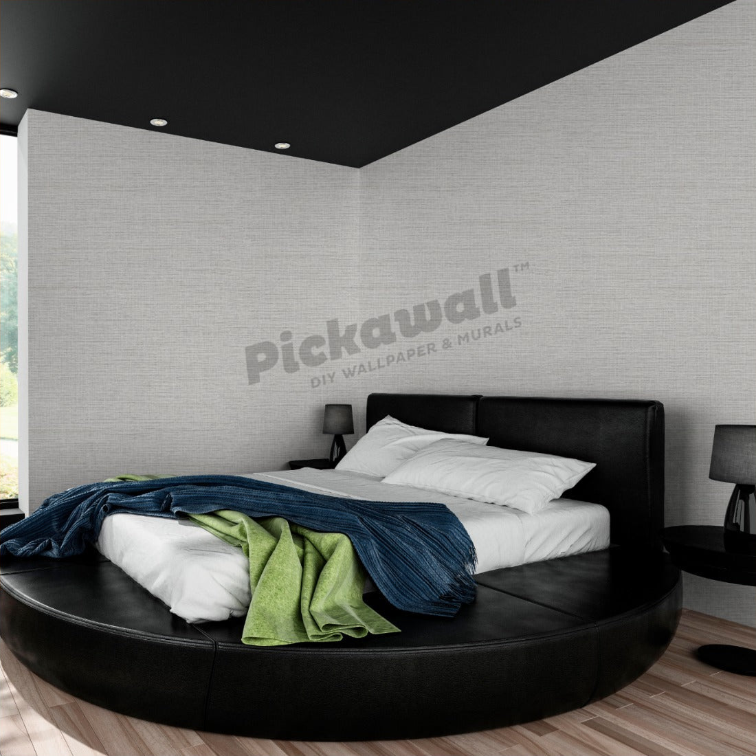 Linen Look wallpaper in a bedroom - Pickawall