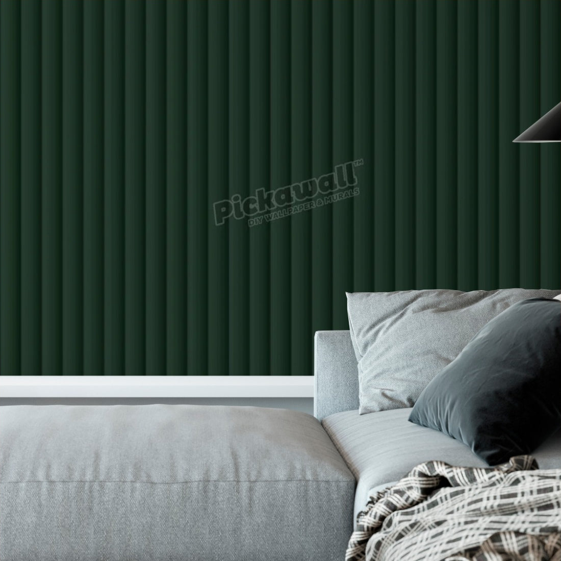 Demi Round Forest Green wallpaper in a living room - Pickawall