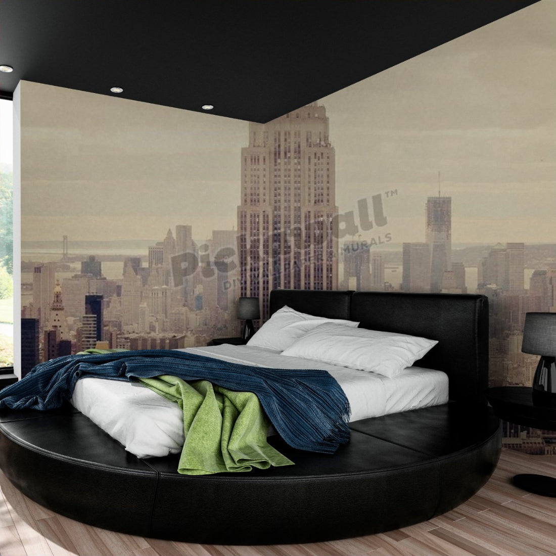 Empire State Building wallpaper in a bedroom - Pickawall