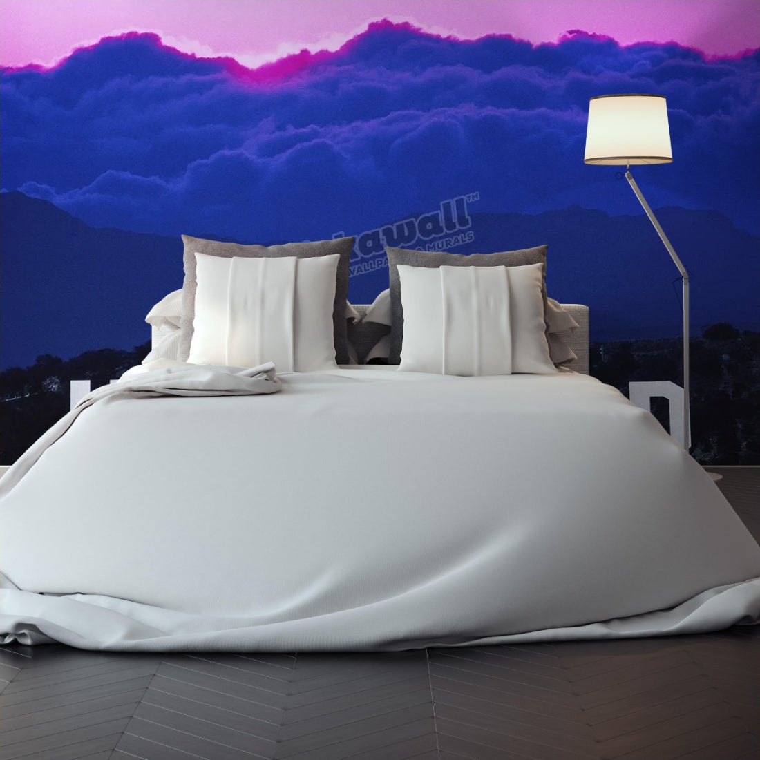 Hollywood sign, dusk wallpaper in a bedroom - Pickawall