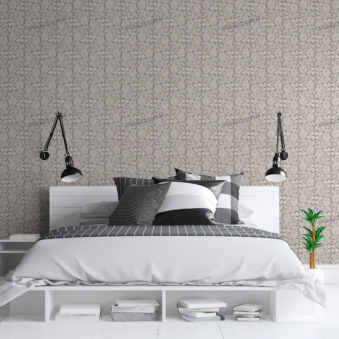 Floral - Lace pattern wallpaper in a bedroom - Pickawall