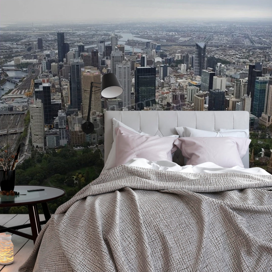 Australia, Victoria, Melbourne city, elevated view wallpaper in a bedroom - Pickawall