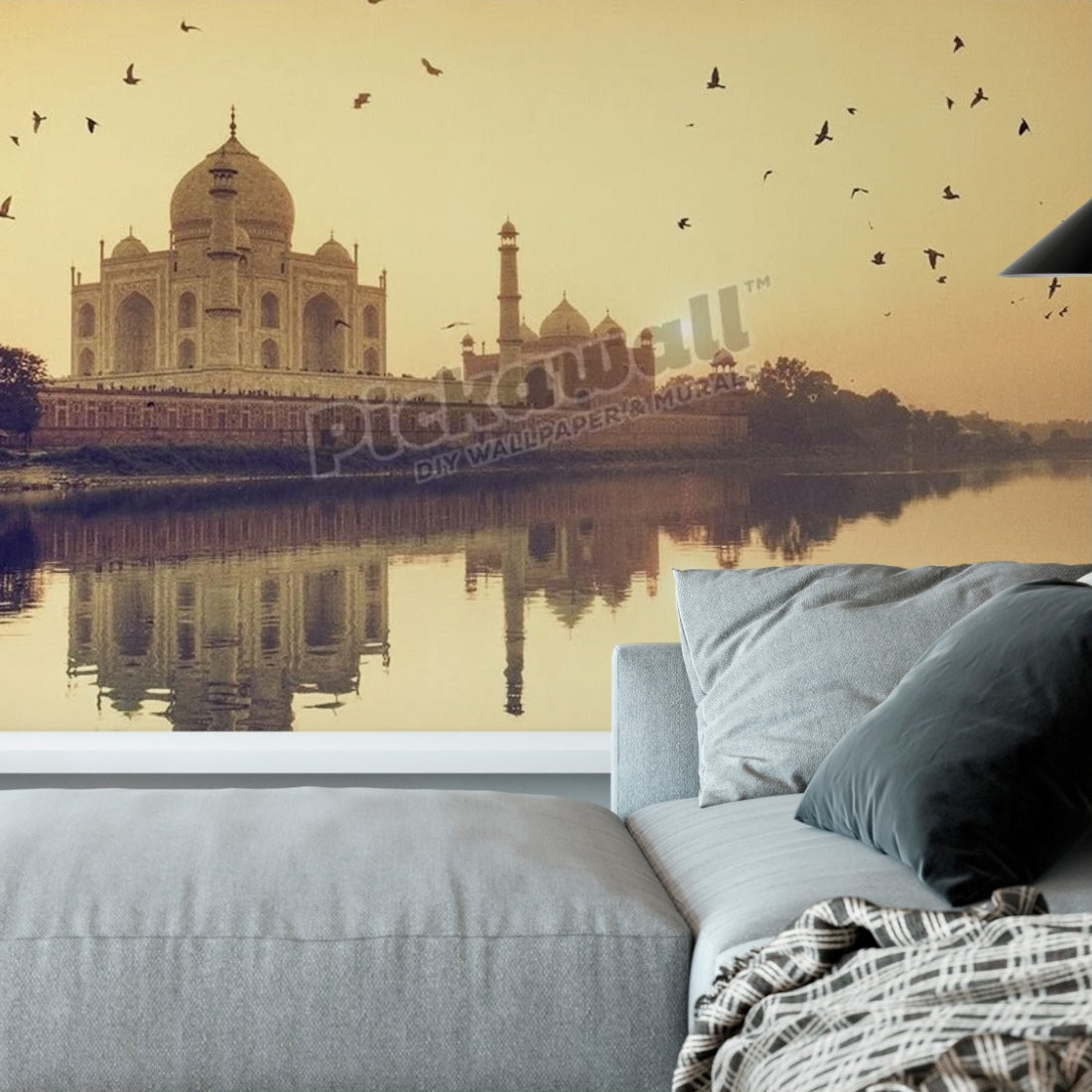 Taj Mahal, Agra, India wallpaper in a living room - Pickawall