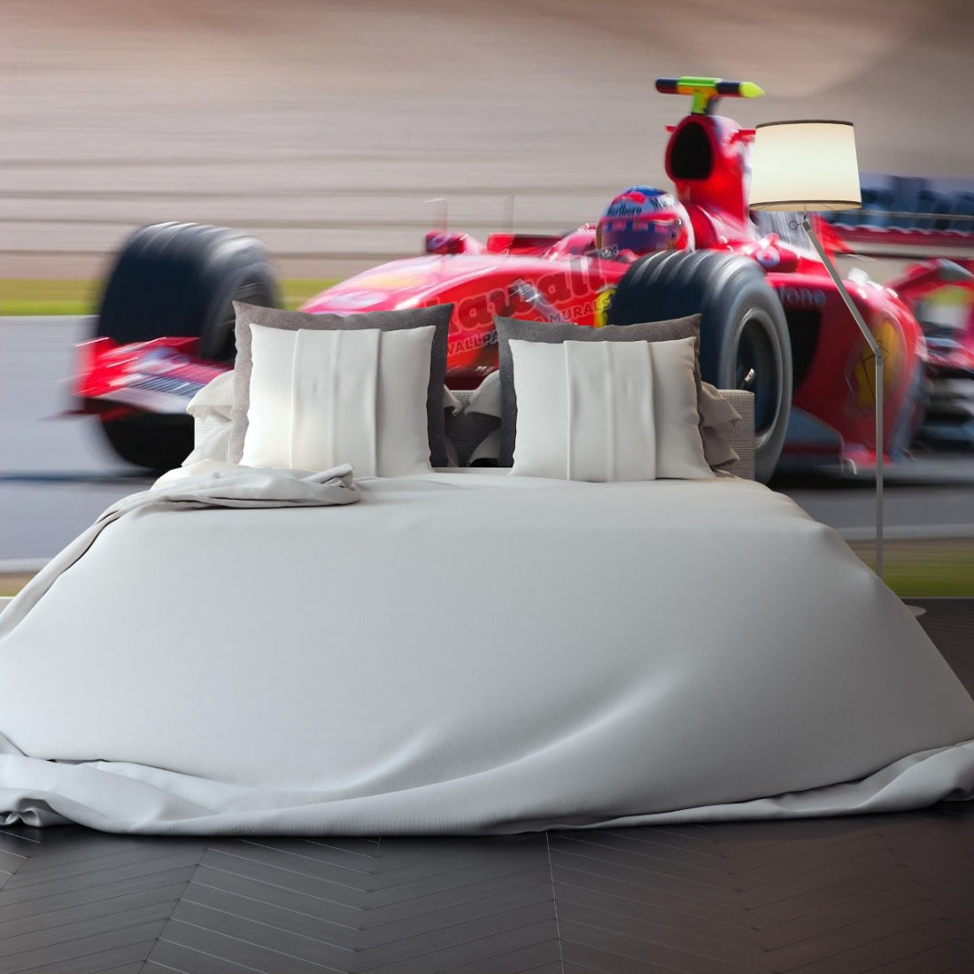 Rubens Barrichello in the Ferrari F2004 Formula 1 racecar in 2005 wallpaper in a bedroom - Pickawall