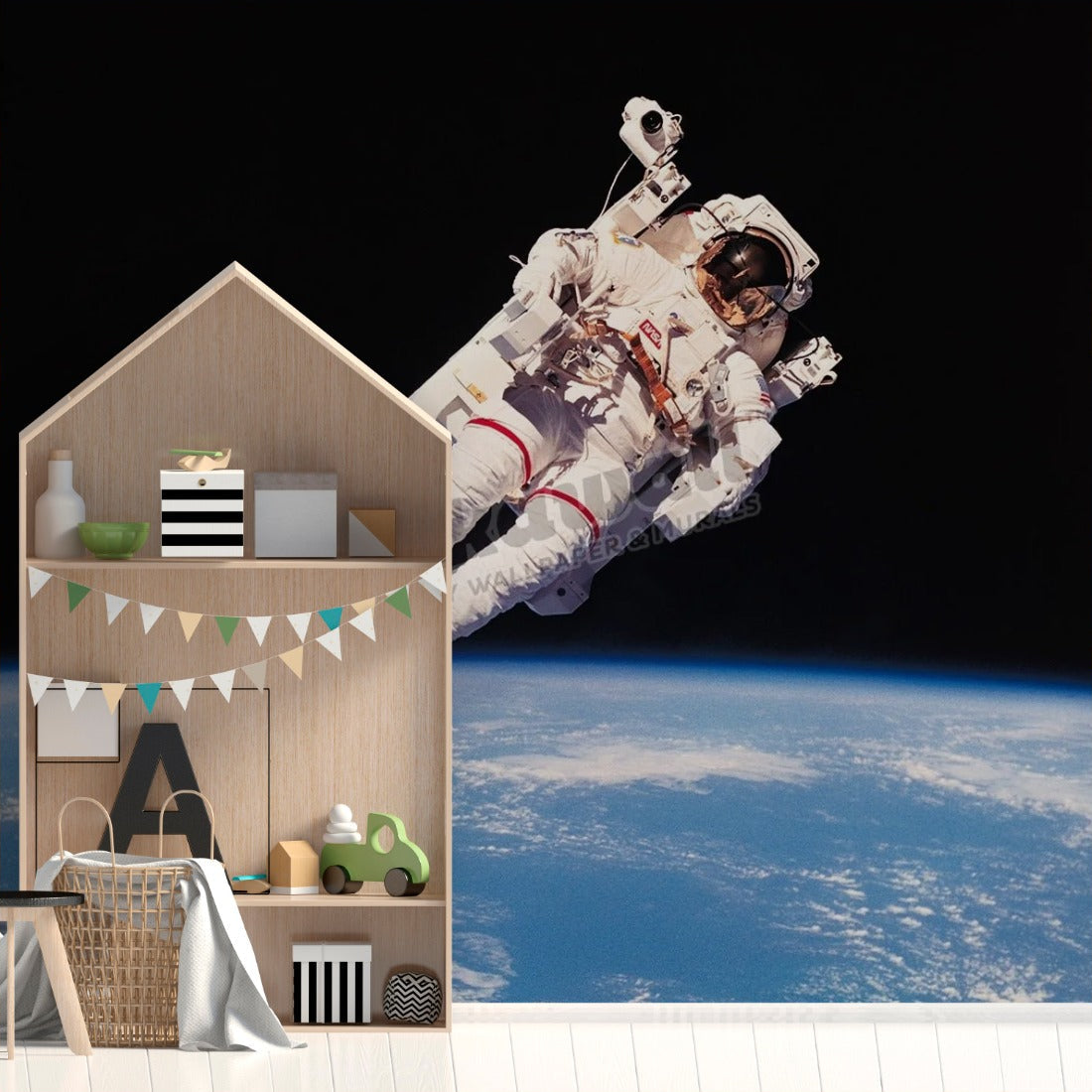 Astronaut wallpaper in a playroom - Pickawall