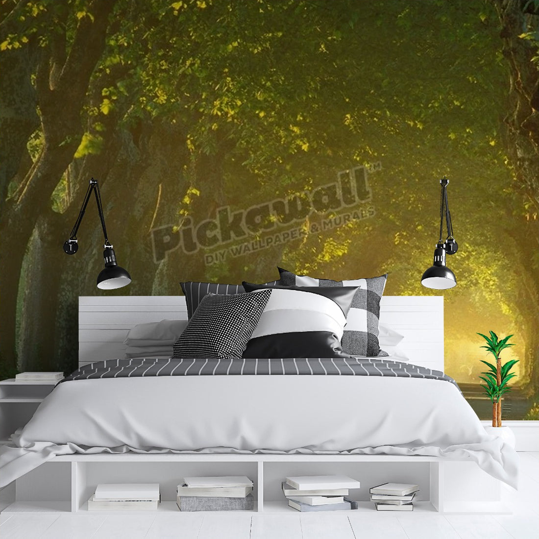 avenue of trees nr St Remy Provence France wallpaper in a bedroom - Pickawall