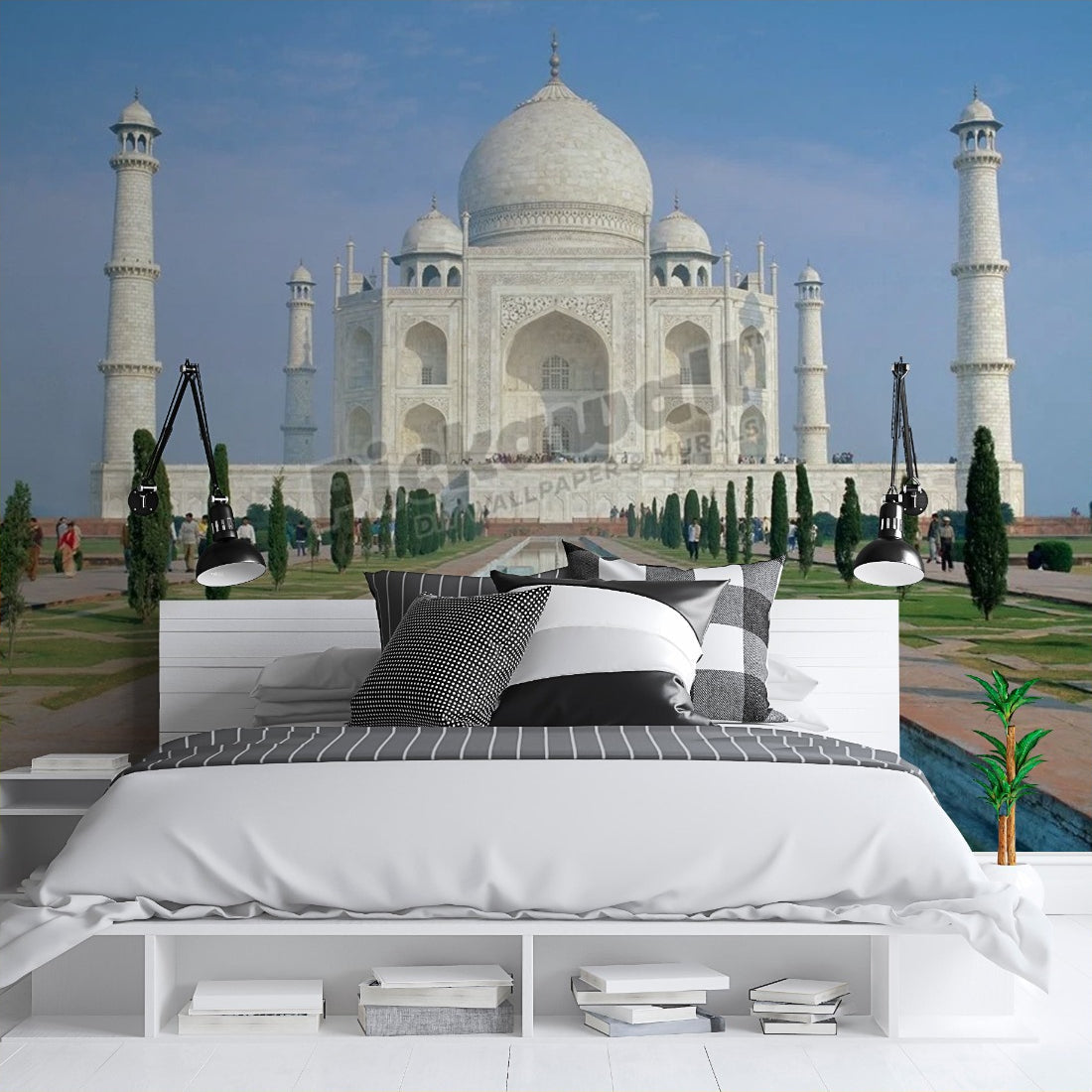 The Taj Mahal' wallpaper in a bedroom - Pickawall
