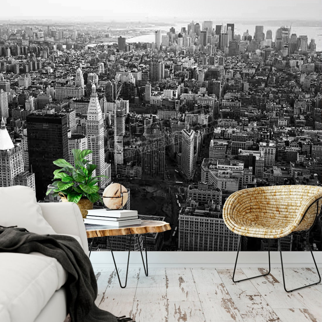 Empire State Building, New York City wallpaper in a living room - Pickawall