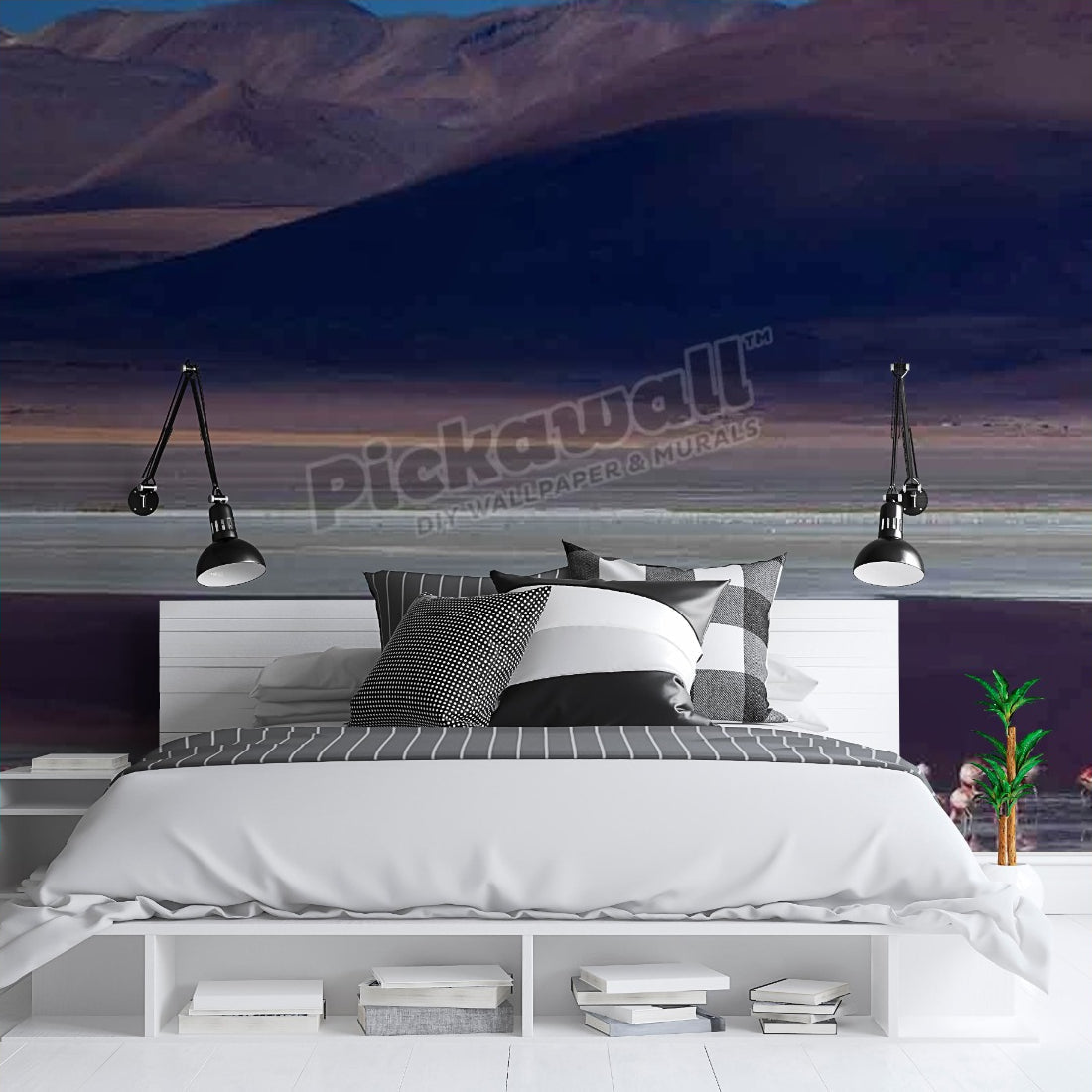 James flamingos wallpaper in a bedroom - Pickawall