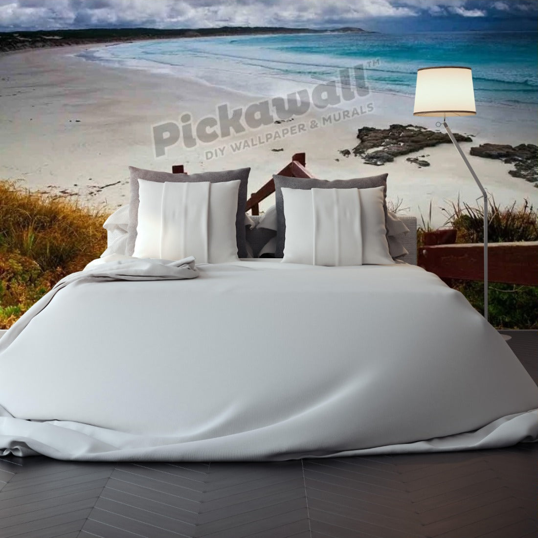 Boardwalk leading to beach wallpaper in a bedroom - Pickawall