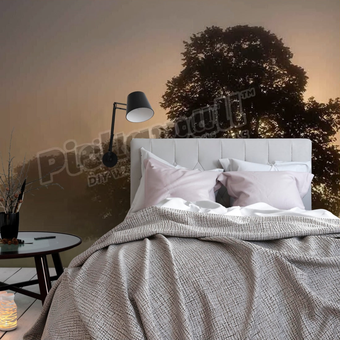 a misty morning near Milborne Port wallpaper in a bedroom - Pickawall