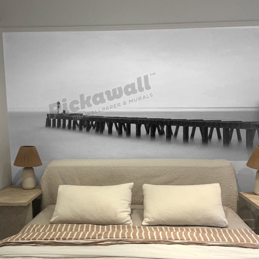 Pier into the sea wallpaper in a bedroom - Pickawall