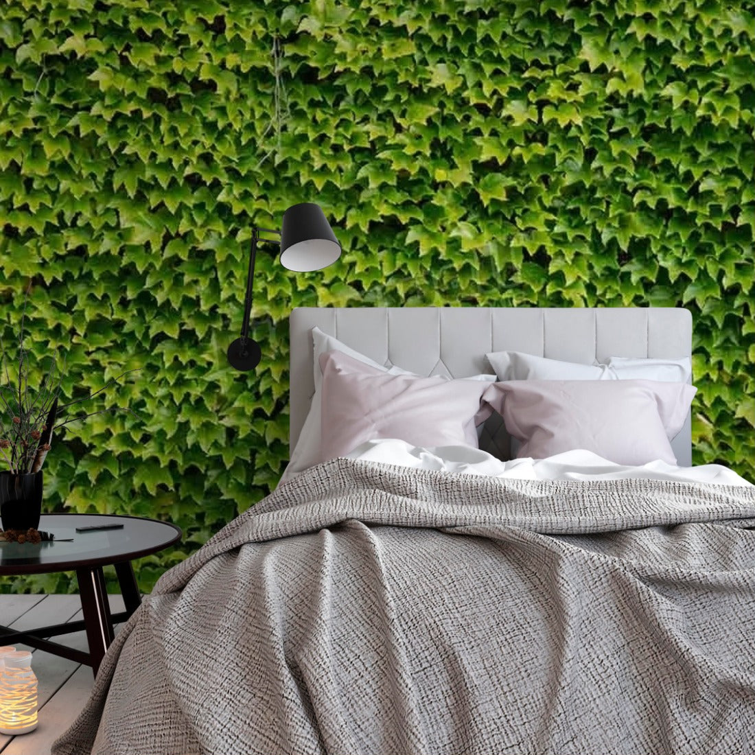 Boston ivy wallpaper in a bedroom - Pickawall