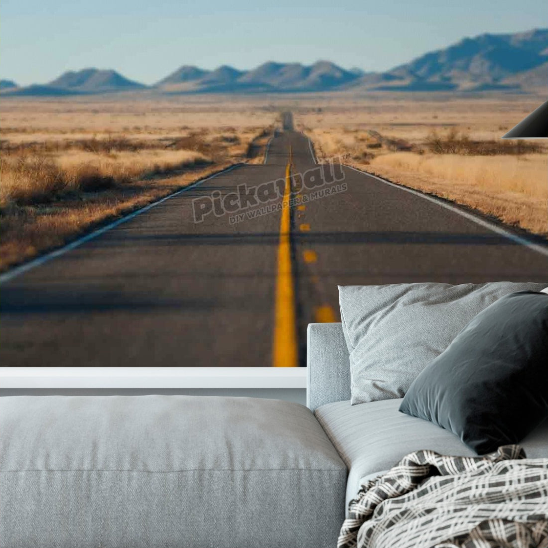 Arizona Desert Road wallpaper in a living room - Pickawall