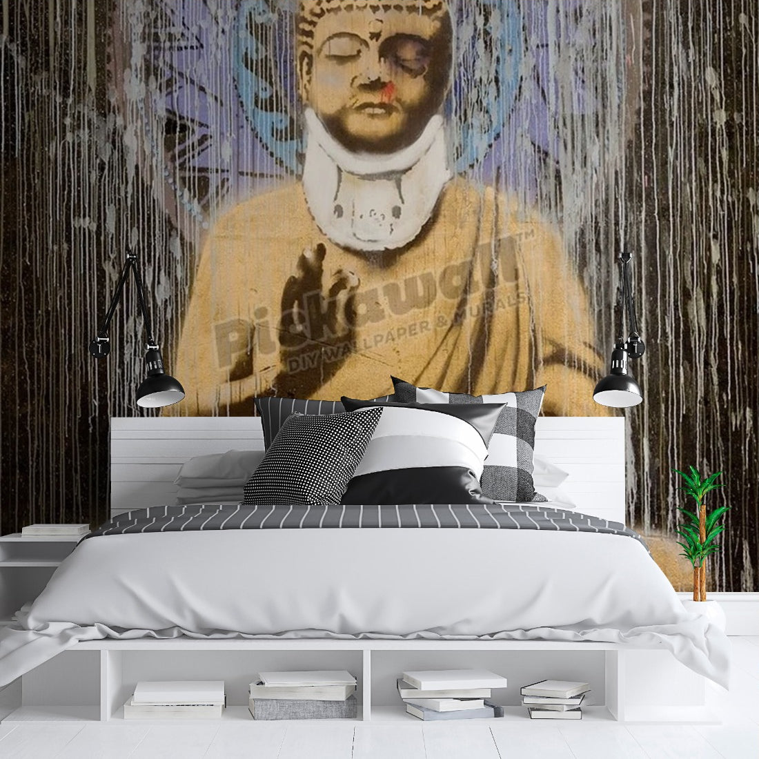 Banksy British Graffiti Artist Waterloo London UK Europe wallpaper in a bedroom - Pickawall
