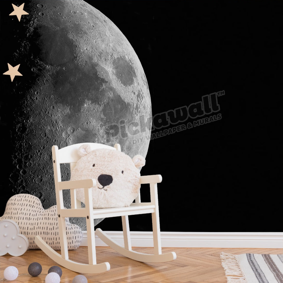 Surface of The Moon wallpaper in a nursery - Pickawall