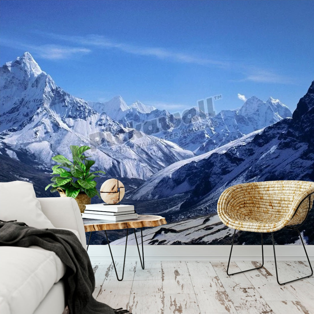 Ama Dablam peak, Mt Everest Region, Himalayas, Nepal wallpaper in a living room - Pickawall