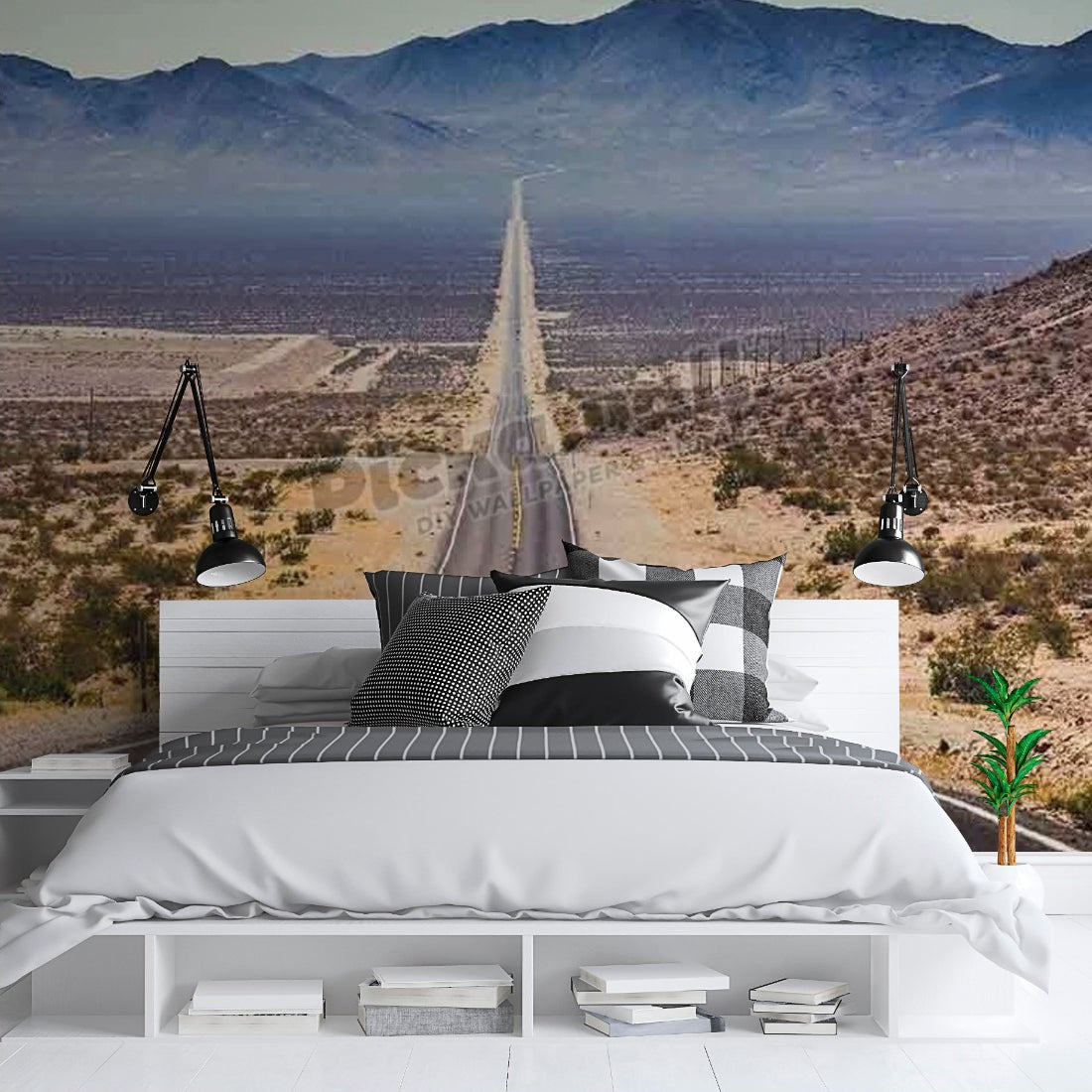 Classic panorama Road wallpaper in a bedroom - Pickawall
