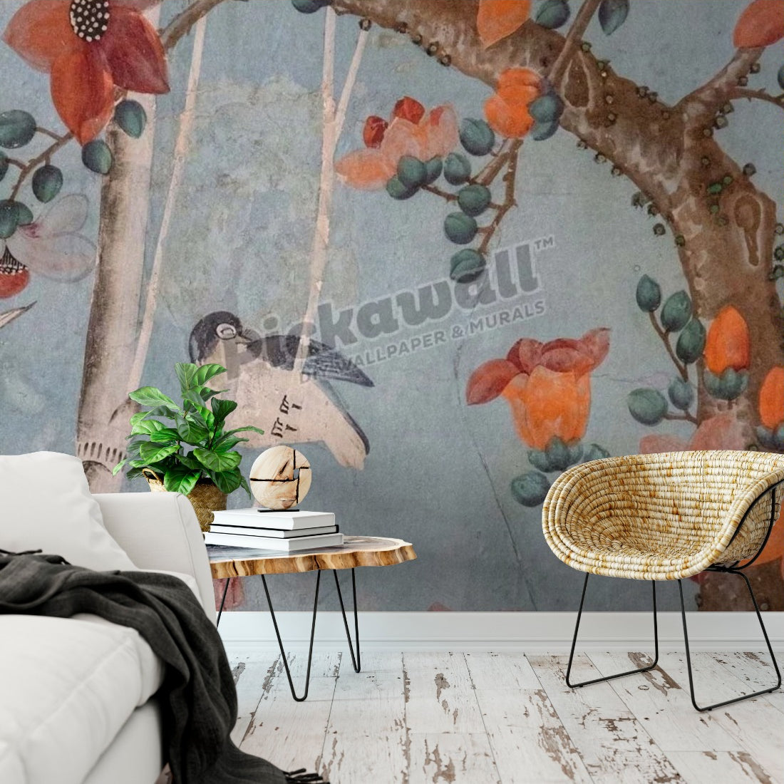 Chinese wallpaper 18th century close up wallpaper in a living room - Pickawall