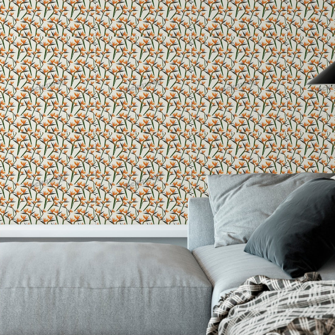 Mini Birds of Paradise wallpaper in a living room - Pickawall