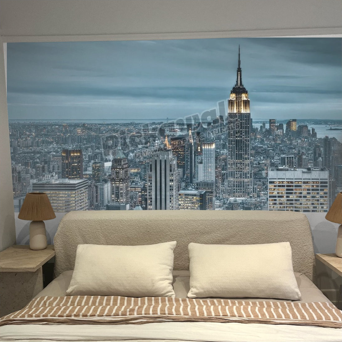 Manhattan Dusk wallpaper in a bedroom - Pickawall