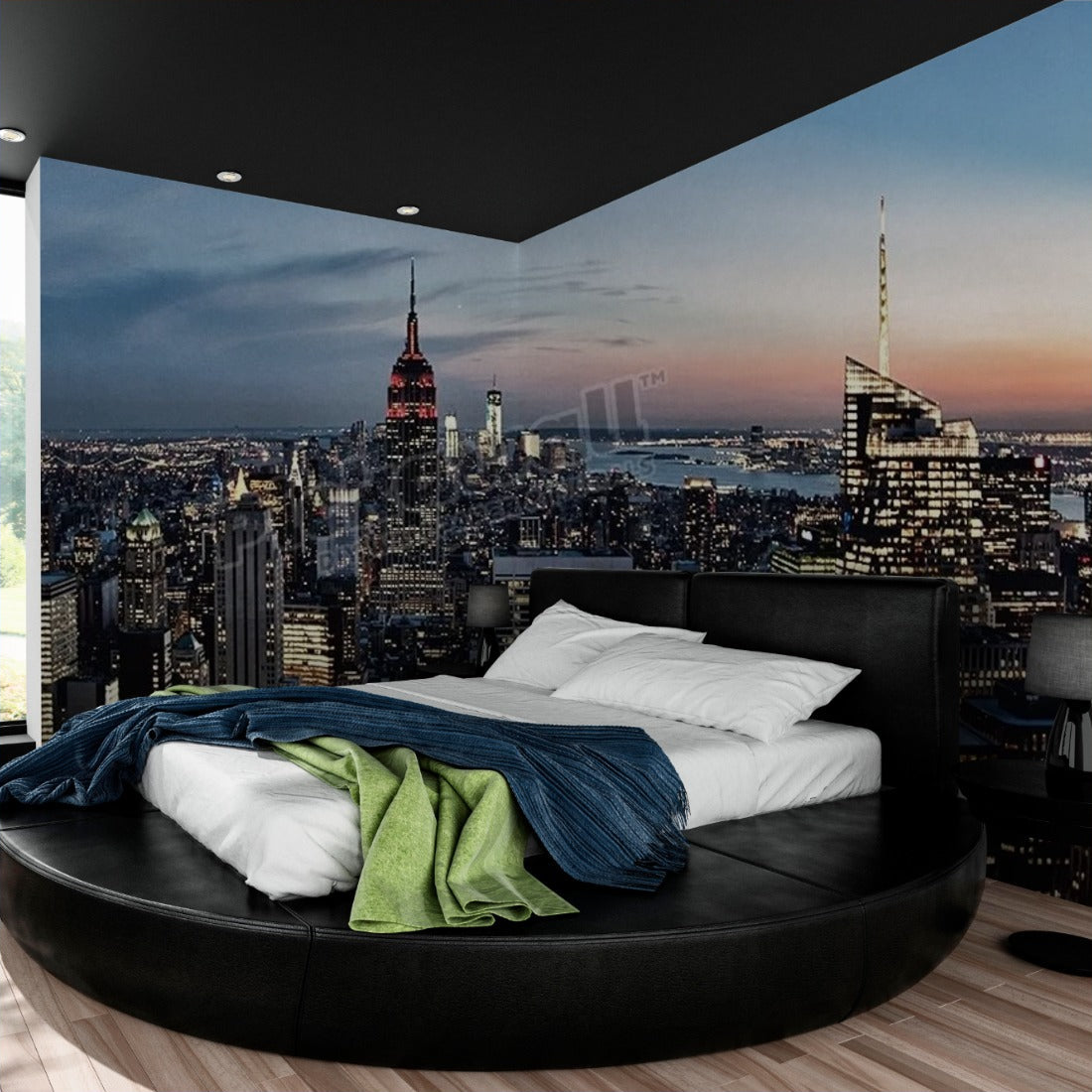 New York city wallpaper in a bedroom - Pickawall