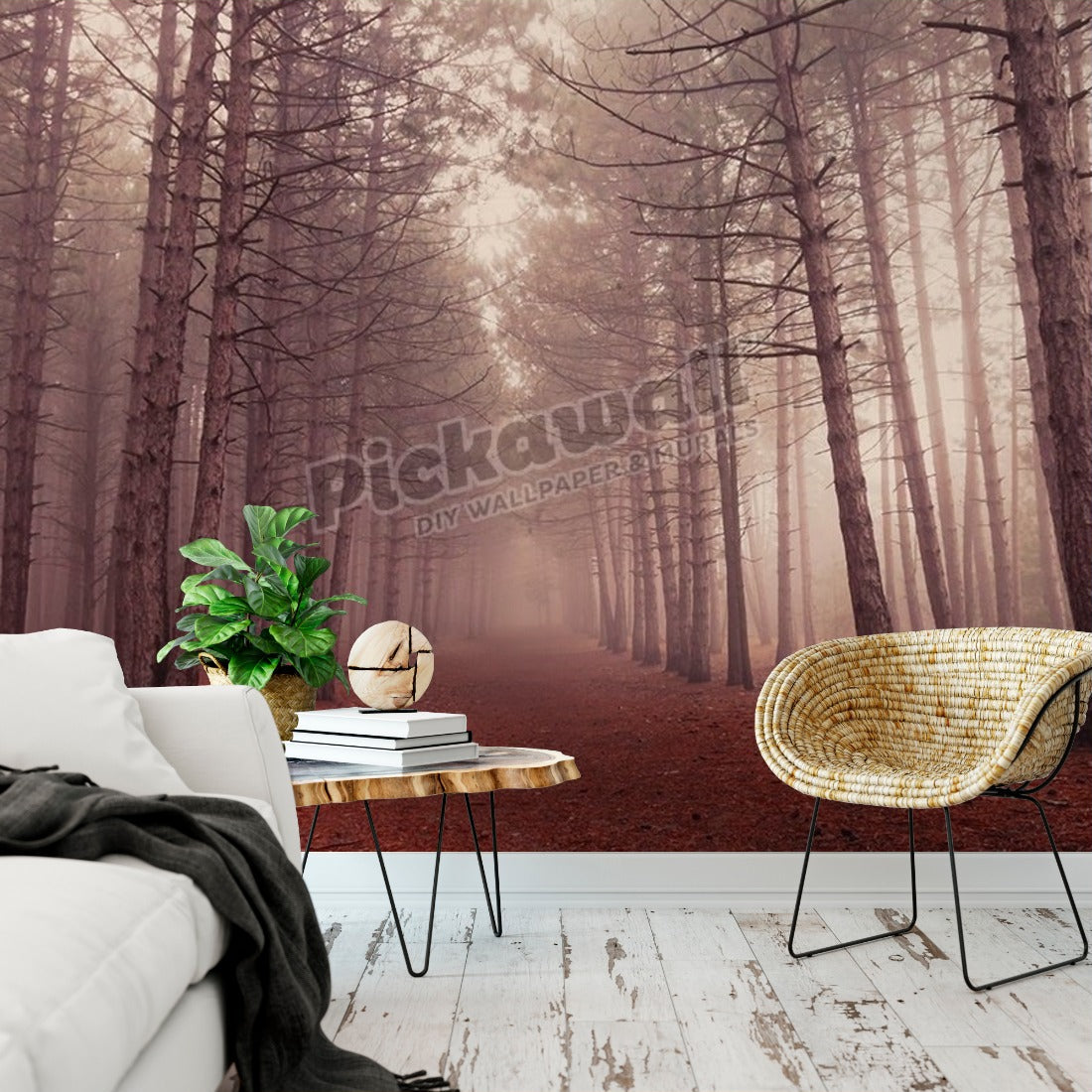Enchanted forest wallpaper in a living room - Pickawall