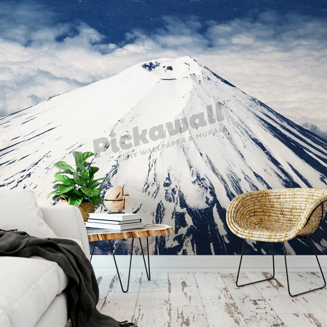 Mt. Fuji from the sky wallpaper in a living room - Pickawall
