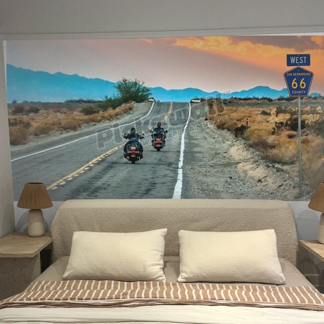 Route 66 Riders' wallpaper in a bedroom - Pickawall