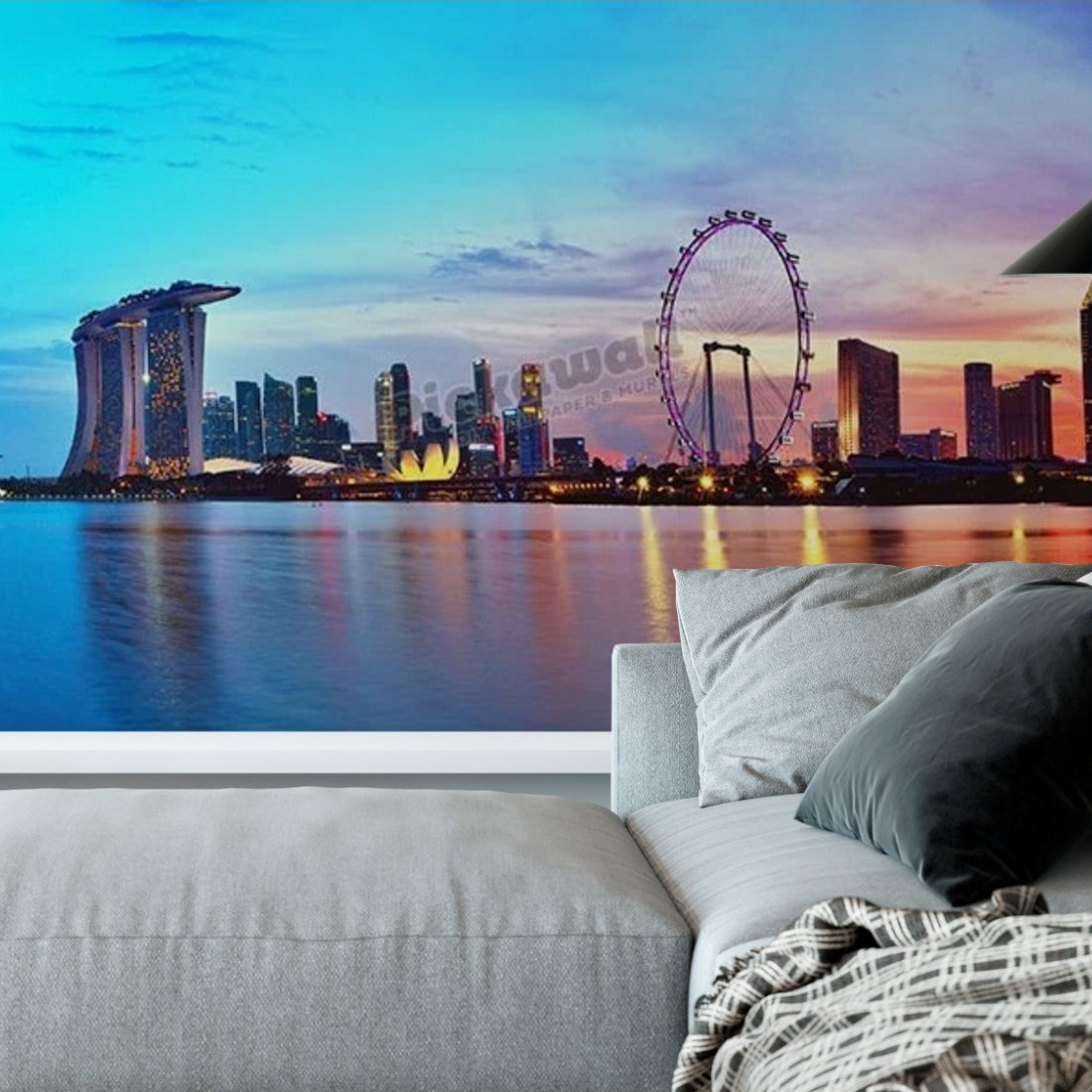 Singapore Cityscape Panorama wallpaper in a living room - Pickawall