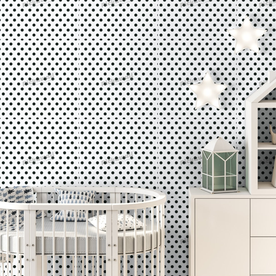Spotted pattern background wallpaper in a nursery - Pickawall