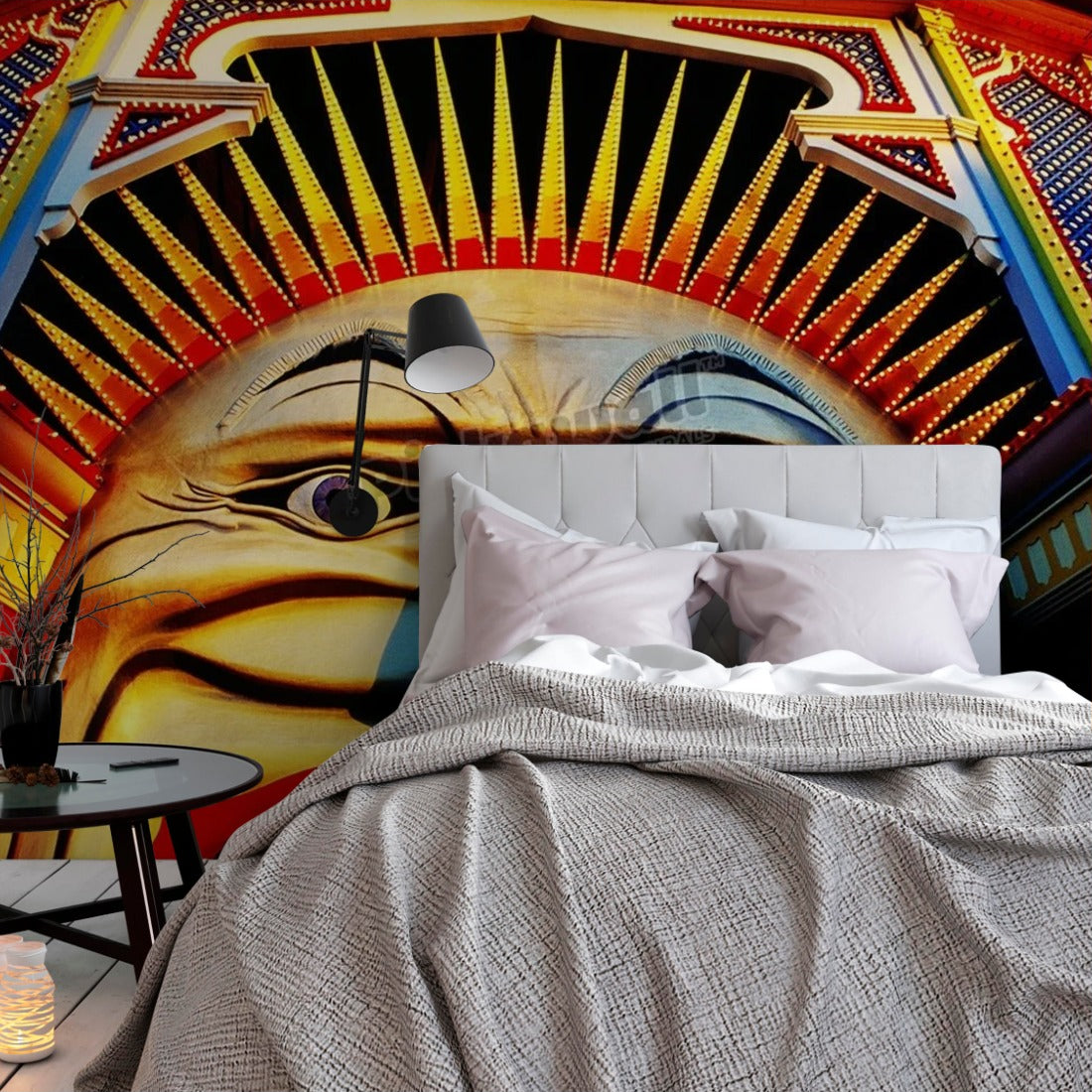 Face of Luna Park at sunset St Kilda, Melbourne, Australia wallpaper in a bedroom - Pickawall