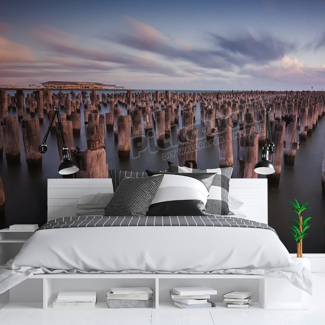 Princes Pier Pylons wallpaper in a bedroom - Pickawall