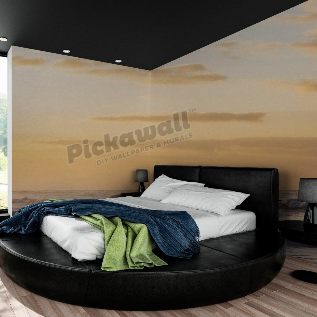 Portsea Waves wallpaper in a bedroom - Pickawall