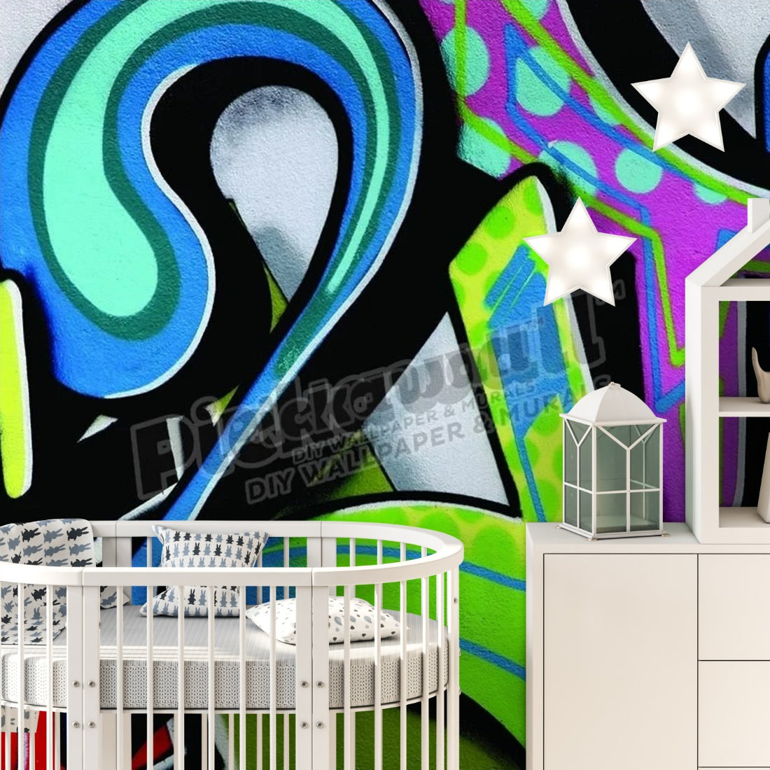 2' Graffiti street art wallpaper in a nursery - Pickawall