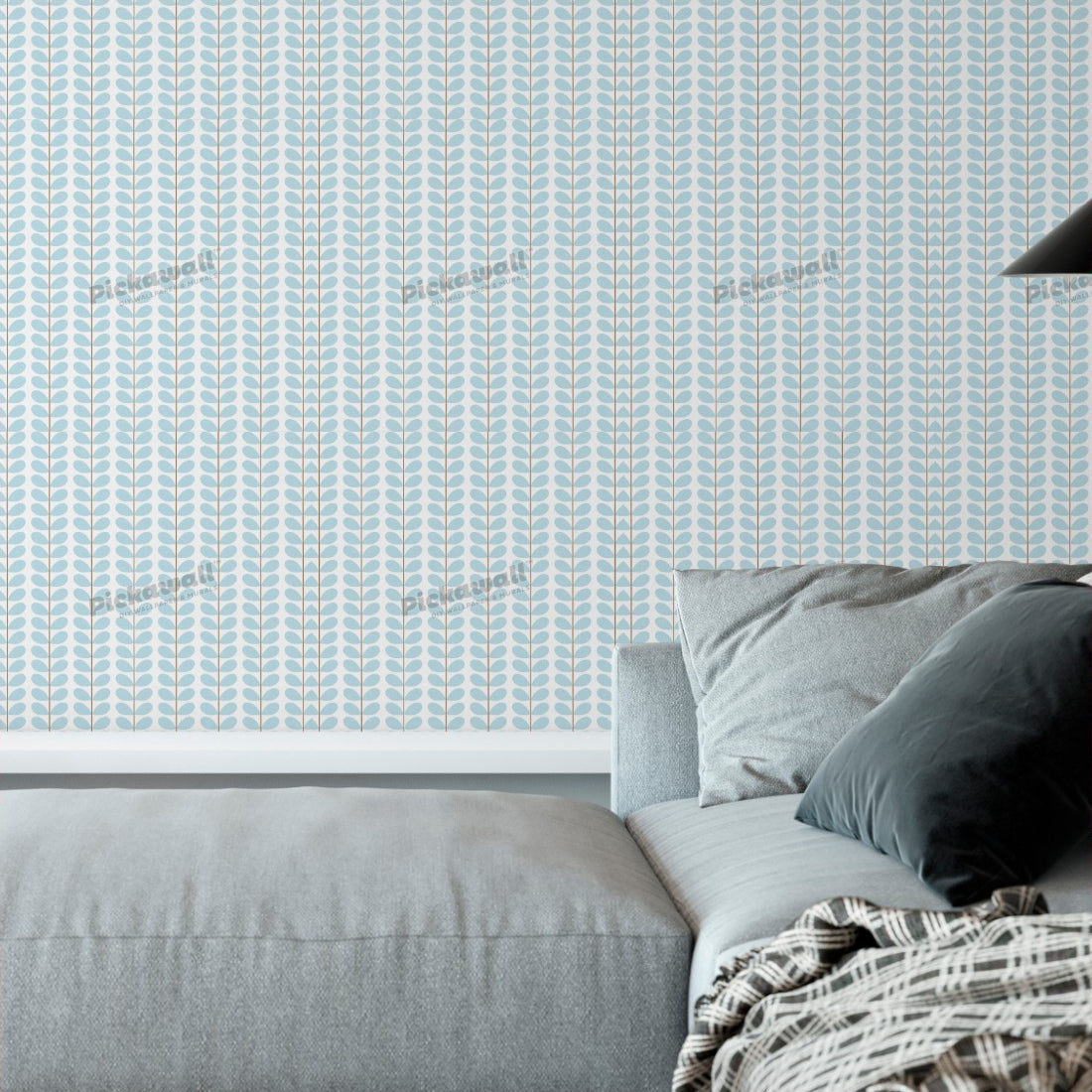 Abstract Blue Vines wallpaper in a living room - Pickawall