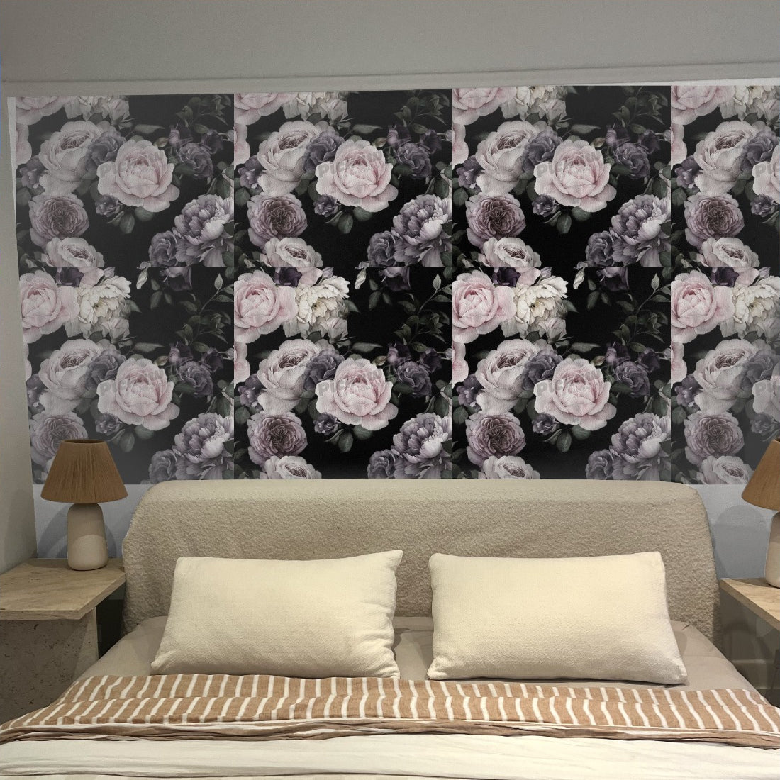 Muted Colour Floral Pattern wallpaper in a bedroom - Pickawall