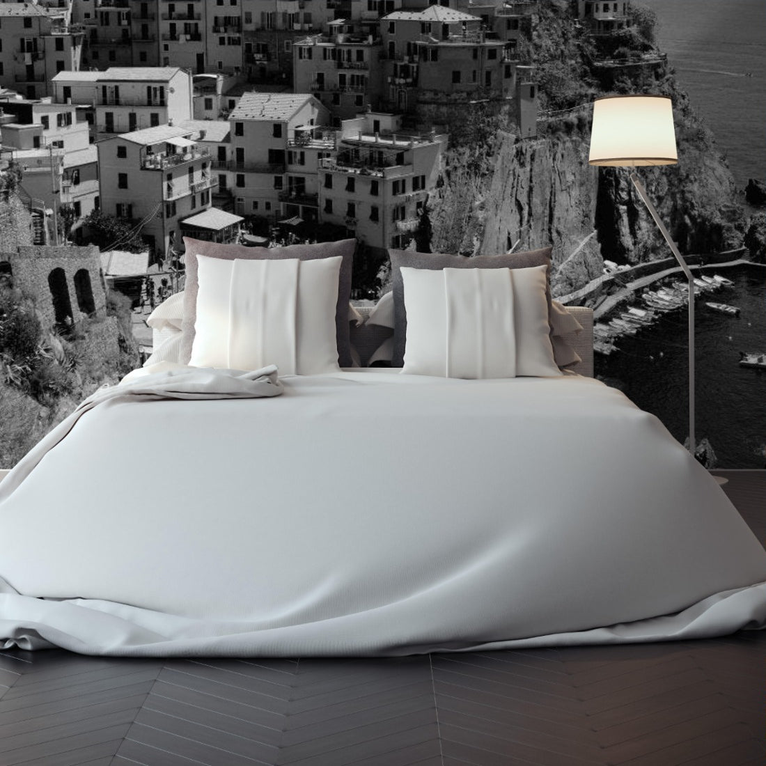 View of Manarola, Cinque Terre, Italy wallpaper in a bedroom - Pickawall