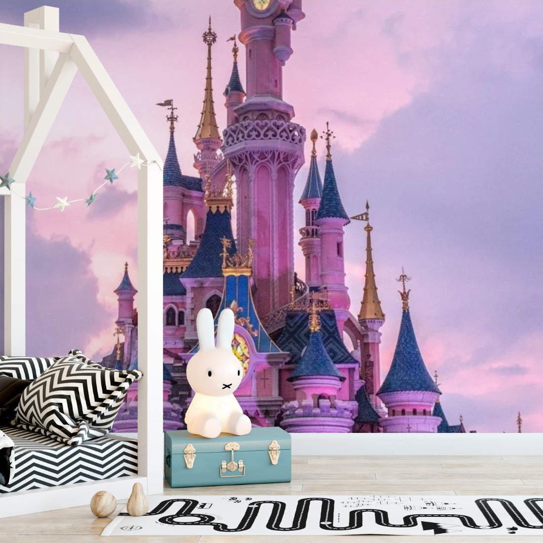 Euro Disney Castle wallpaper in a kids bedroom - Pickawall