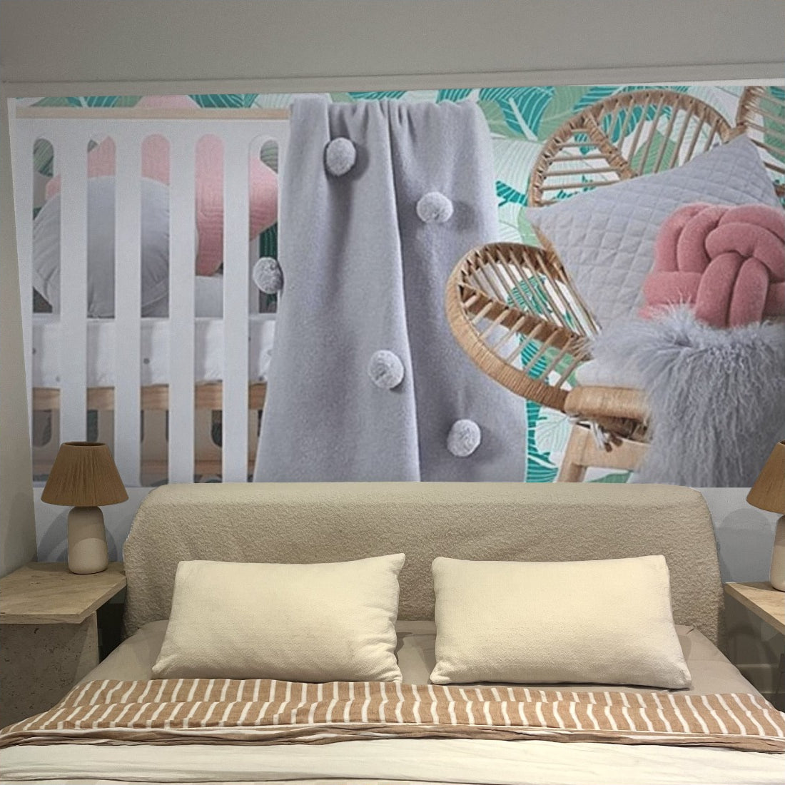 Banana Leaf Nursery wallpaper in a bedroom - Pickawall