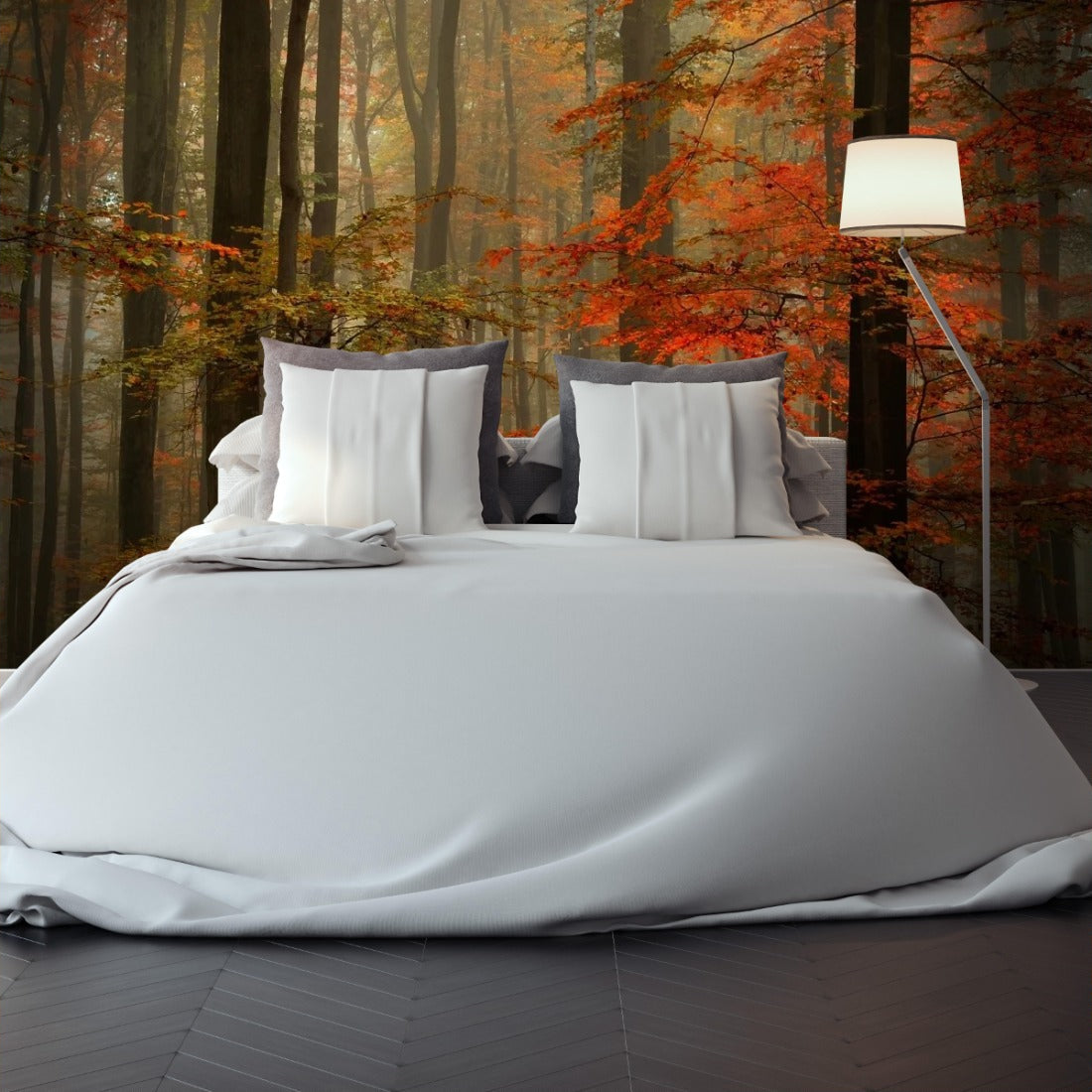 Autumn forest full of light Forest wallpaper in a bedroom - Pickawall