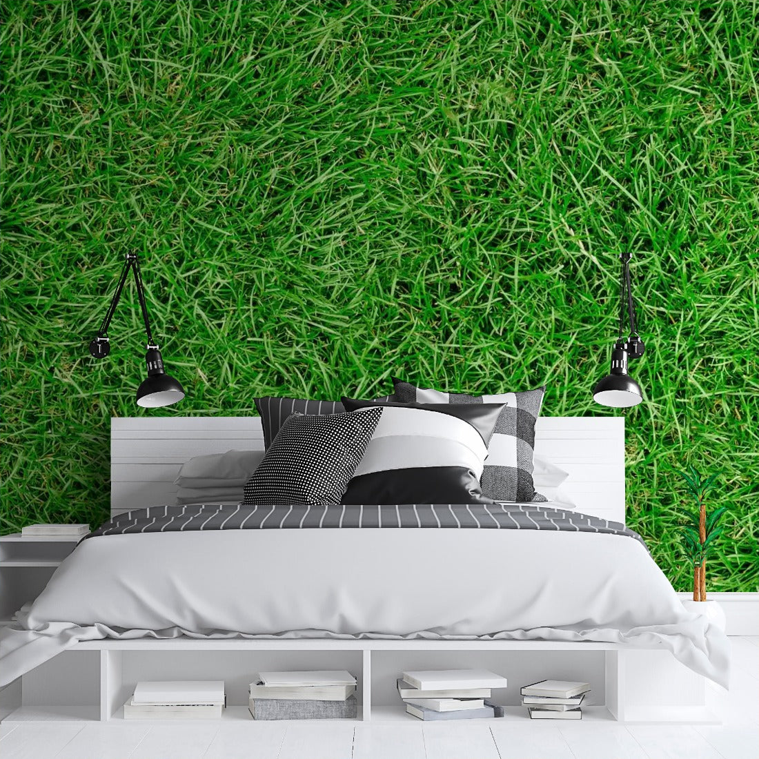 Grass Lawn wallpaper in a bedroom - Pickawall