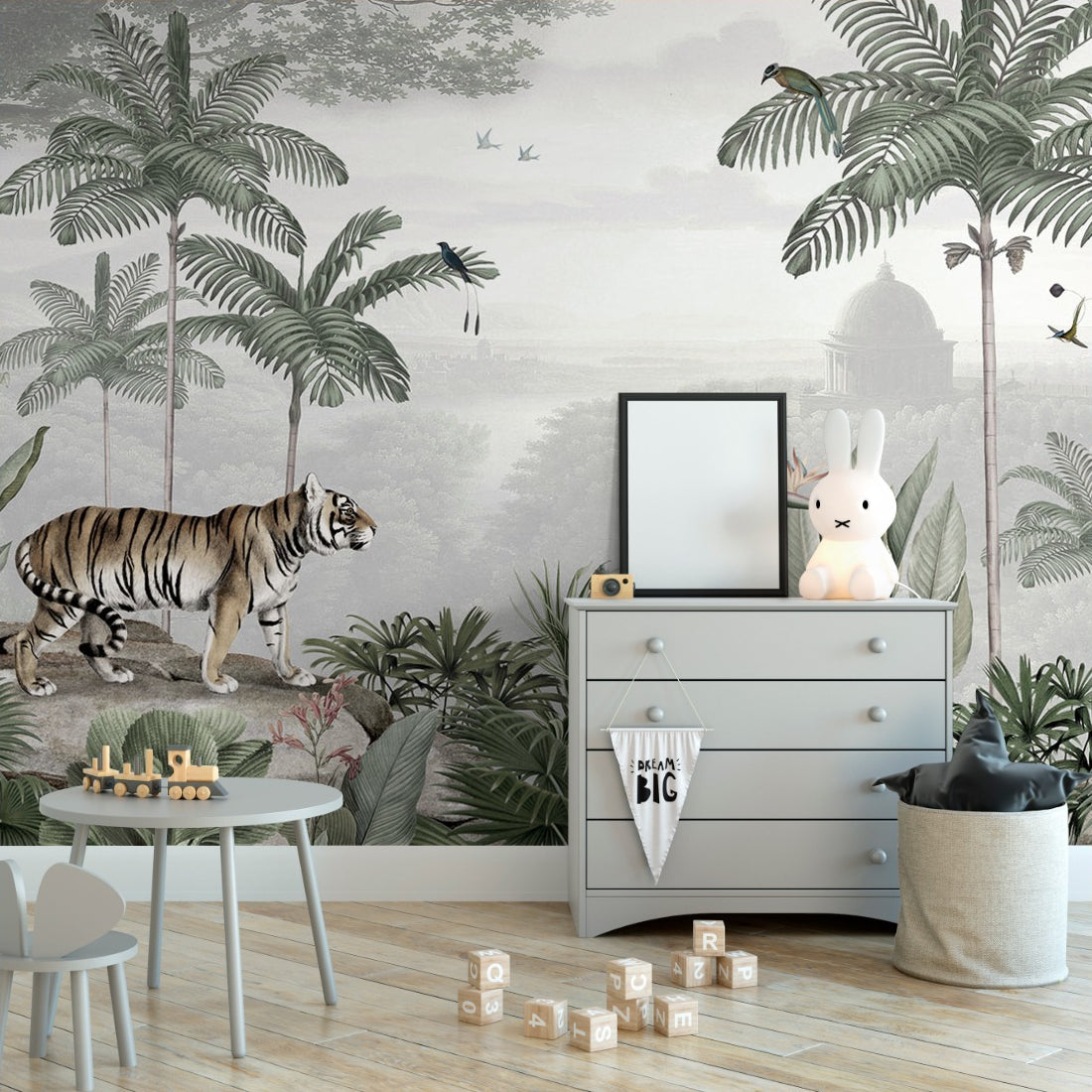 Tropical Tiger by Sir Edward wallpaper in a nursery - Pickawall