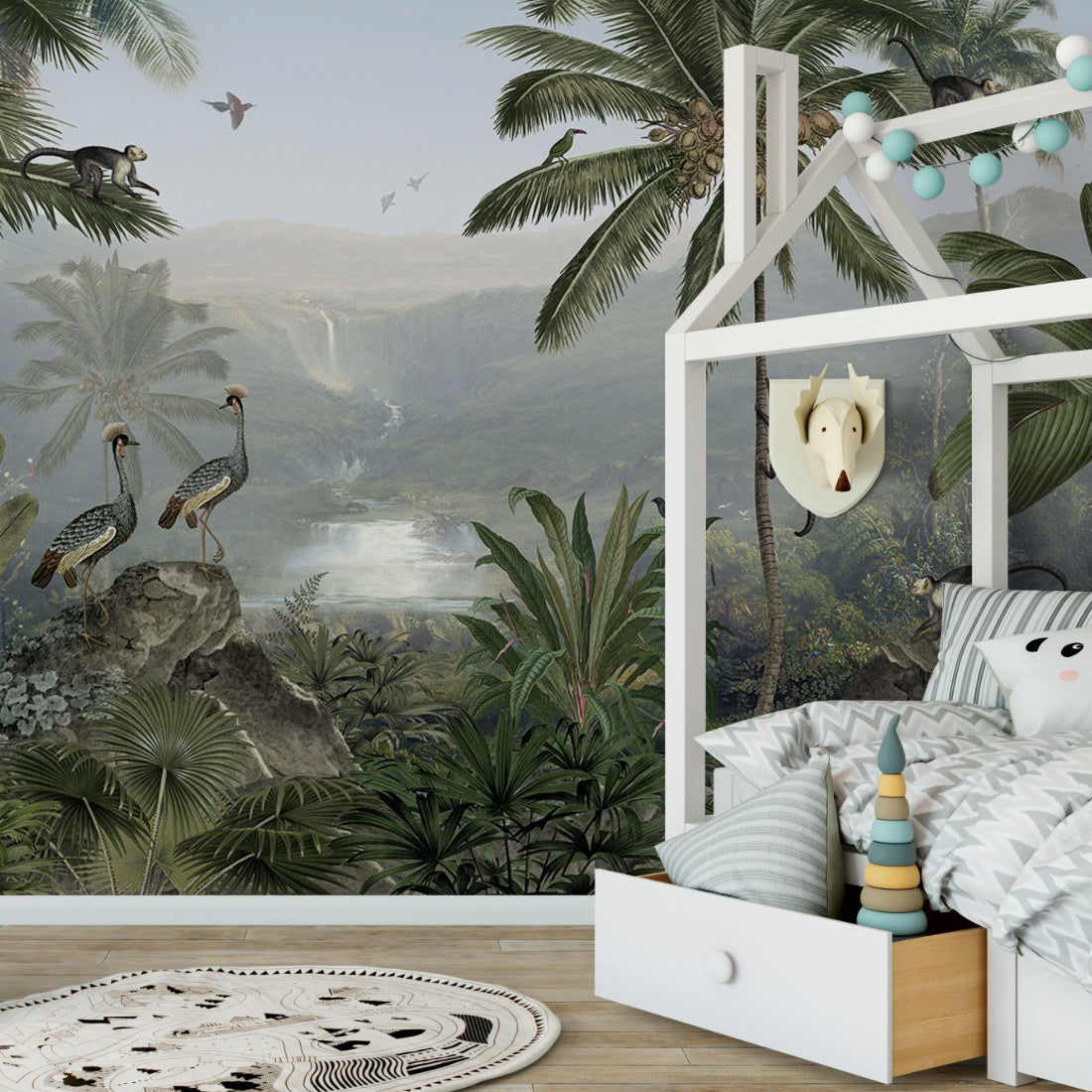 Monkey Sanctuary by Sir Edward wallpaper in a kids bedroom - Pickawall